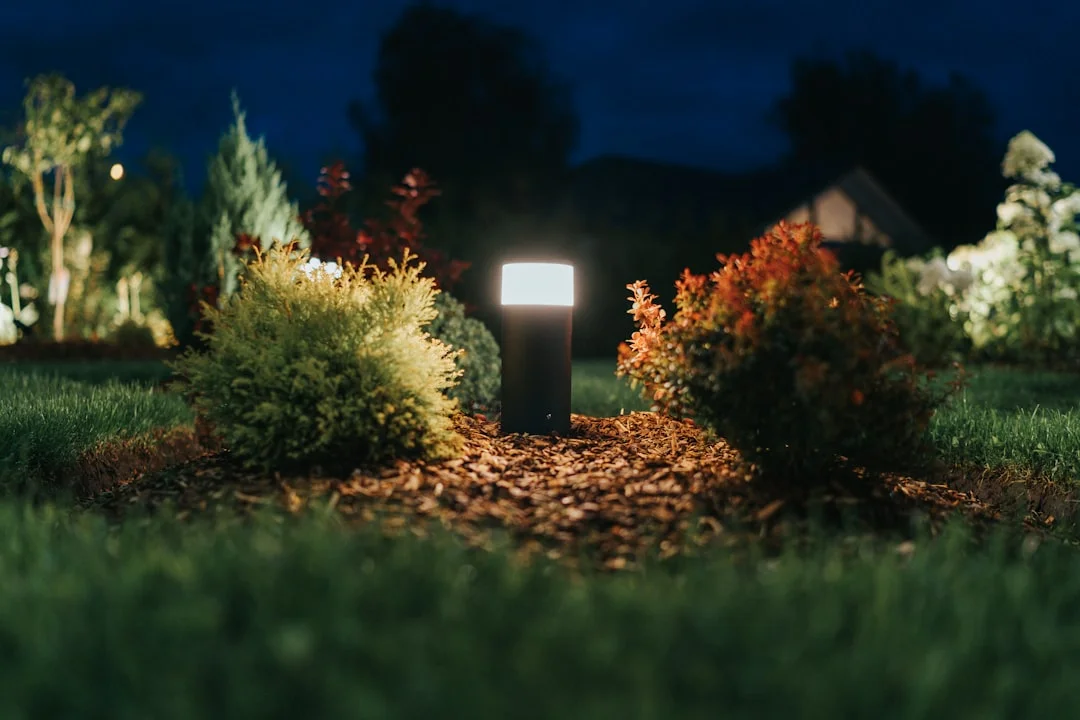 Exemplo de iluminação correta para preservar o céu noturno, com a luz direcionada para o chão.